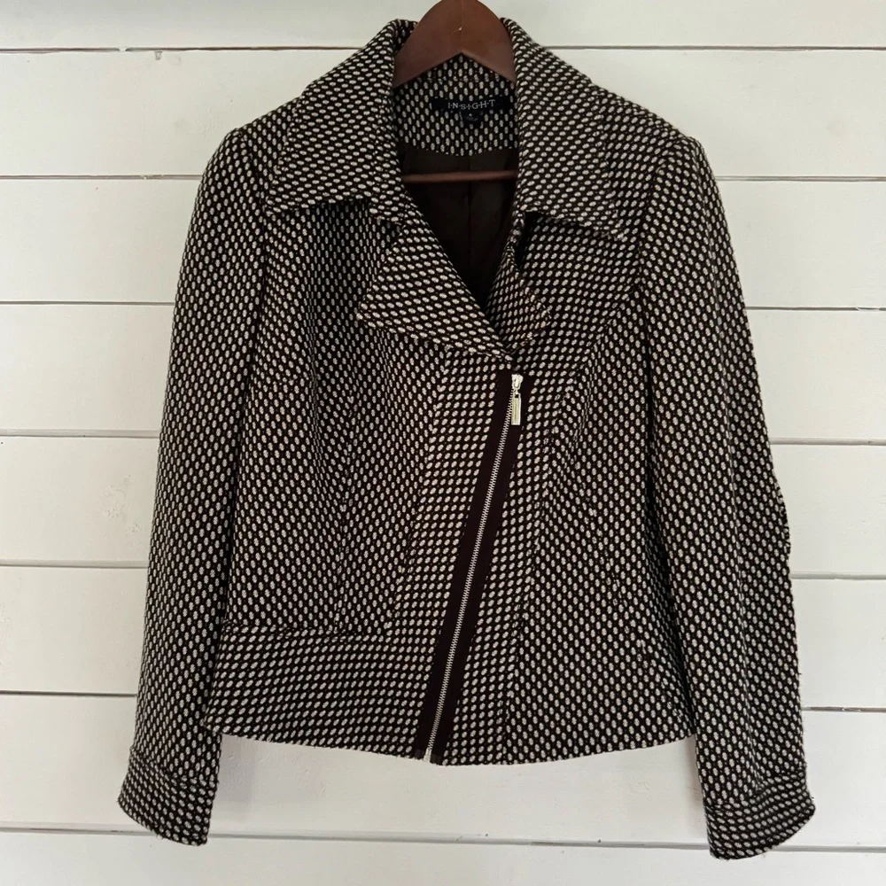 Insight brown tweed moto jacket blazer. Size: 6 - Picture 10 of 10